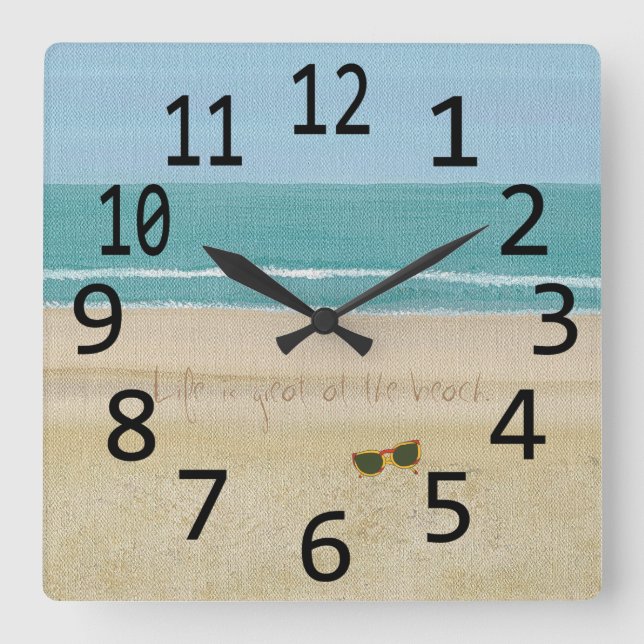 Life is great at the beach scene sunglasses square wall clock (Front)