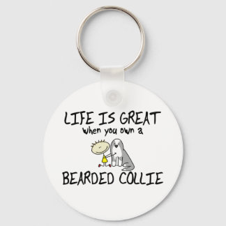 Life is Great Bearded Collie Keychain