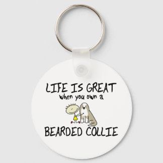 Life is Great Bearded Collie Keychain (Fawn)