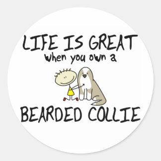 Life is Great Bearded Collie Stickers (Fawn)