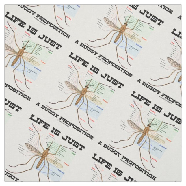 Life Is Just A Buggy Proposition (Mosquito Humour) Fabric (Swatch)