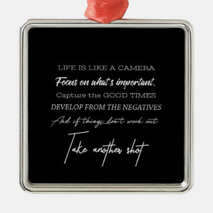 life is like a camera metal tree decoration