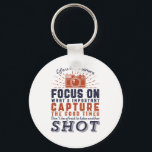 Life Is Like A Camera Photographer Quote Key Ring<br><div class="desc">Life is like a camera. Focus on what's important. Capture the good times. Inspirational and motivational quote design for photographers. Cool saying and slogan typography merchandise for those who love taking photos, member of photography club. Vintage and distressed design for amateur or professional photographers who carry cameras and lenses everywhere....</div>