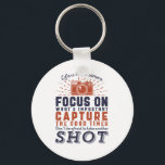 Life Is Like A Camera Photographer Quote Key Ring<br><div class="desc">Life is like a camera. Focus on what's important. Capture the good times. Inspirational and motivational quote design for photographers. Cool saying and slogan typography merchandise for those who love taking photos, member of photography club. Vintage and distressed design for amateur or professional photographers who carry cameras and lenses everywhere....</div>