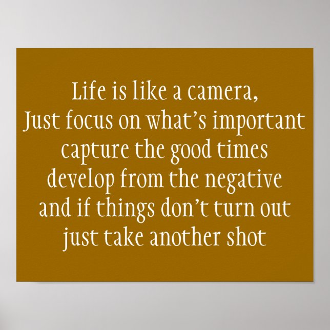 Life is Like a Camera Poster (Front)