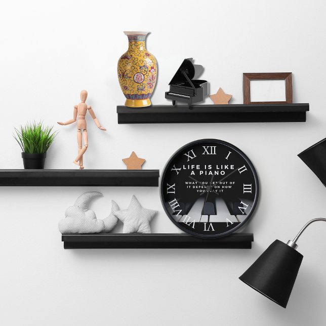 Life is Like a Piano Inspirational Roman Numerals Clock (Creator Uploaded)