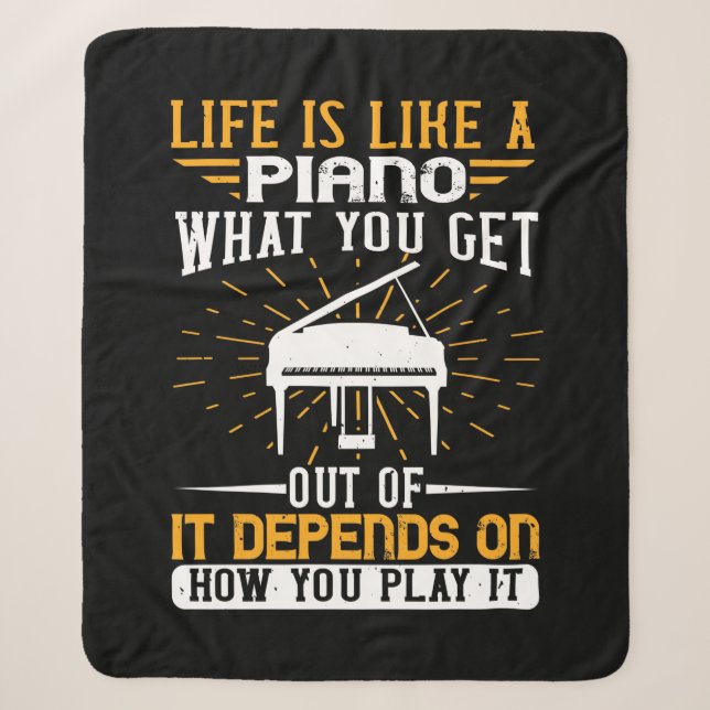 Life Is Like A Piano Sherpa Blanket (Front)