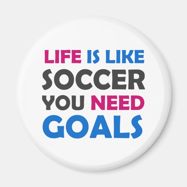Life is like soccer you need goals magnet (Front)