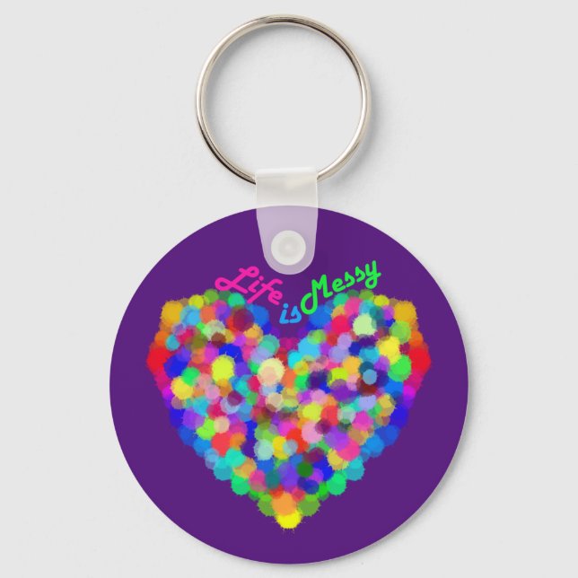 Life is Messy (Paint Gun Heart) Key Ring (Front)