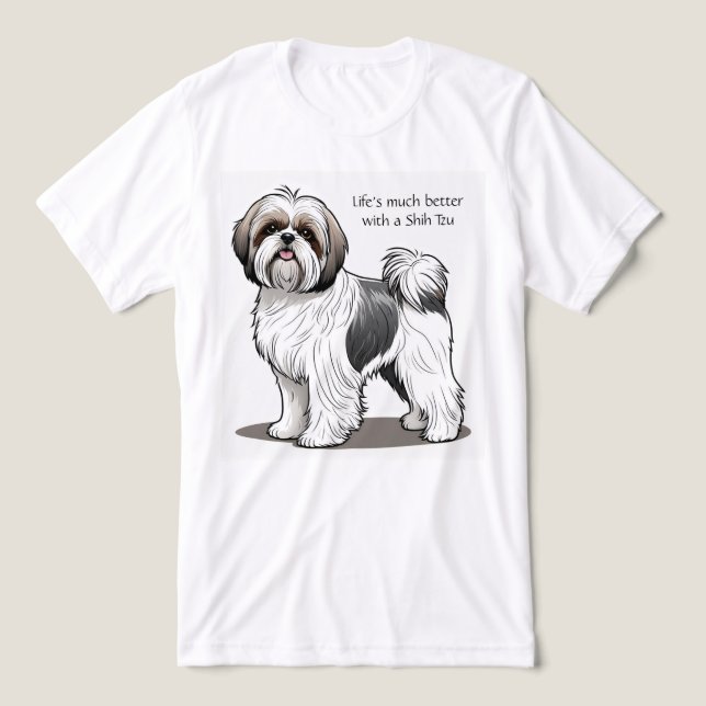 Life is much better with a Shih Tzu Editable Tri-Blend Shirt (Design Front)