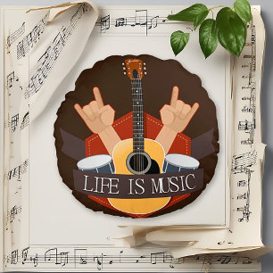 Life Is Music Round Cushion