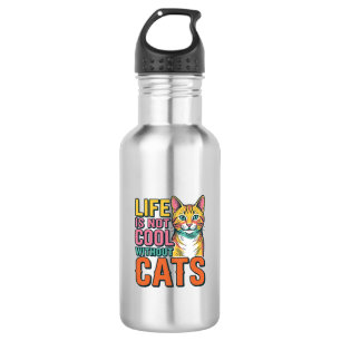 Life Is Not Cool Without Cats Vintage Cat Shirt De 532 Ml Water Bottle
