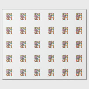 Life Is Not Cool Without Cats Vintage Cat Shirt De Wrapping Paper