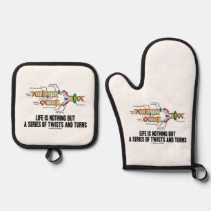 Life Is Nothing But A Series Of Twists & Turns DNA Oven Mitt & Pot Holder Set