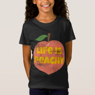 Life Is Peachy Retro Style Distressed Funny Fruit  T-Shirt