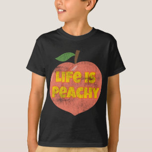 Life Is Peachy Retro Style Distressed Funny Fruit T-Shirt