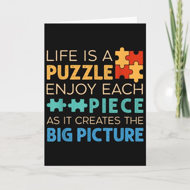 Life Is Puzzle Enjoy Each Ece _ Jigsaw Puzzle Love Card (Front)