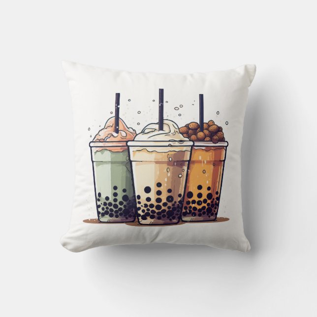 Life is short, drink the boba cushion (Front)