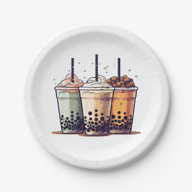 Life is short, drink the boba paper plate (Front)