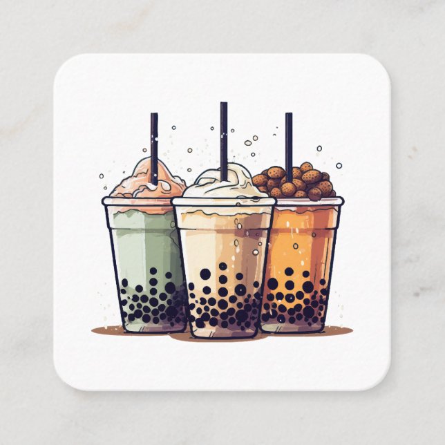 Life is short, drink the boba square business card (Front)