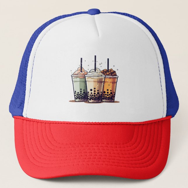 Life is short, drink the boba trucker hat (Front)