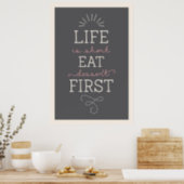 Life Is Short Eat Dessert First Retro Poster (Kitchen)