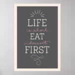 Life Is Short Eat Dessert First Retro Poster<br><div class="desc">Quote Poster 
 The perfect poster for your home.</div>