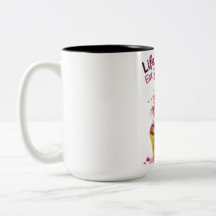 Life is Short, Eat the Cupcake – Funny and Sweet Two-Tone Coffee Mug