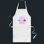 Life is Short Funny Quote Purple and Pink Long Apron<br><div class="desc">Fun Baker's Apron with typography design and funny quote which reads "Life is Short,  Lick the Spoon". The wording is lettered in trendy typewriter text with a wooden spoon in a fun color palette of purple and pink. A playful gift for a baker,  cook or chef.</div>