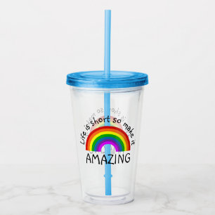 Life Is Short Rainbow Personalised Acrylic Tumbler