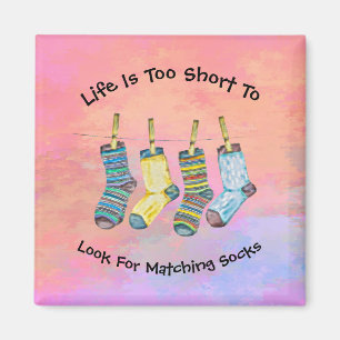 Life Is Short Socks Sayings Quotes Pink Watercolor Magnet