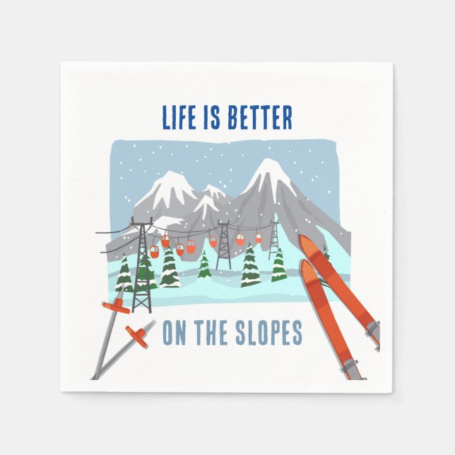 Life Is Slope On The Slopes Ski Party Napkin (Front)