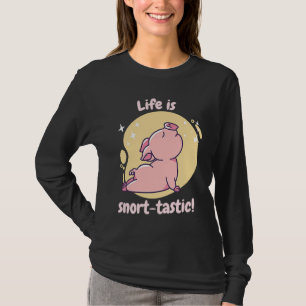 Life Is Snort Tastic Retro Cute  Pig Present T-Shirt