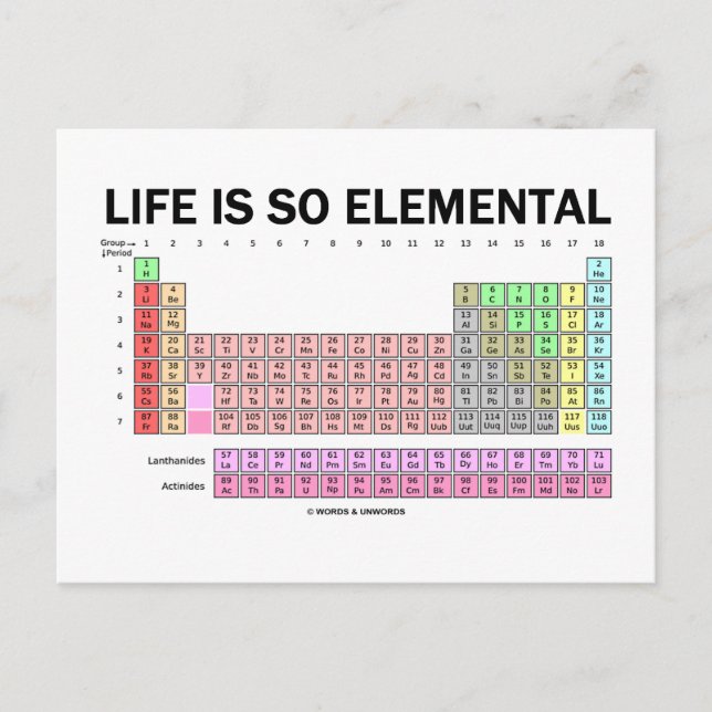 Life Is So Elemental (Periodic Table Of Elements) Postcard (Front)