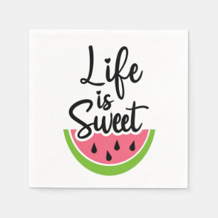 Life is Sweet Pink Watermelon Summer Party Napkin