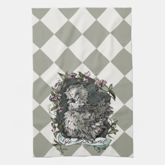 Life is Sweet (Silkie Hen & Sweet Peas) Checks Tea Towel