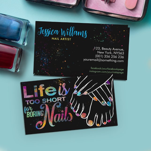 Life is too short - Nail Artist Business Card (Creator Uploaded)