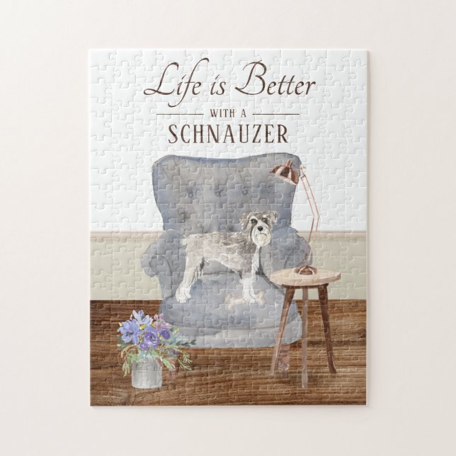 Life Is With A Black Schnauzer Jigsaw Puzzle (Vertical)