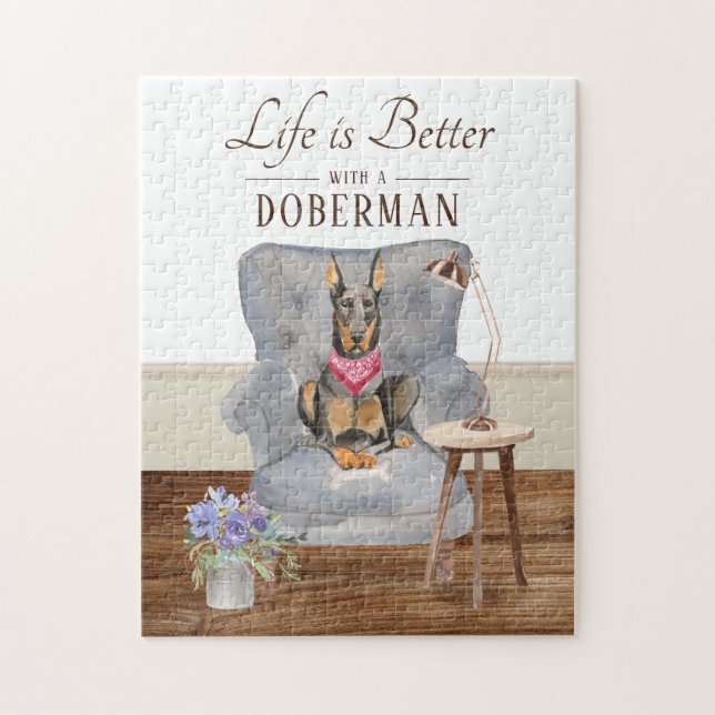Life Is With A Doberman Jigsaw Puzzle (Vertical)