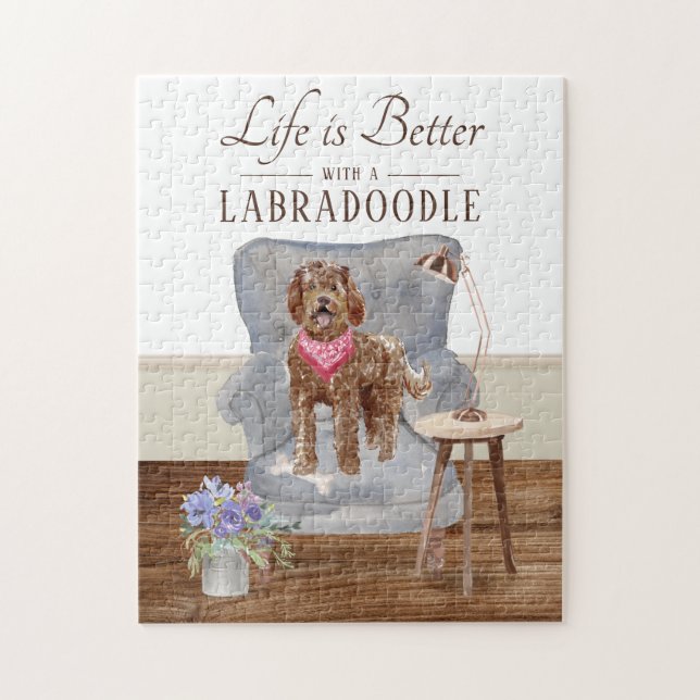 Life Is With A Labradoodle Jigsaw Puzzle (Vertical)