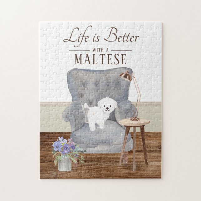 Life Is With A Maltese Jigsaw Puzzle (Vertical)