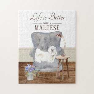 Life Is With A Maltese Jigsaw Puzzle
