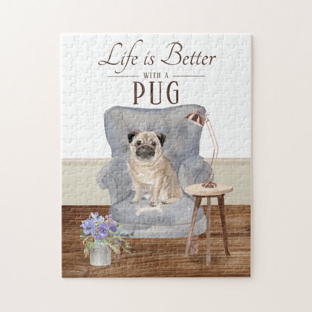 Life Is With A Pug Jigsaw Puzzle (Vertical)