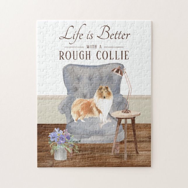 Life Is With A Rough Collie Jigsaw Puzzle (Vertical)