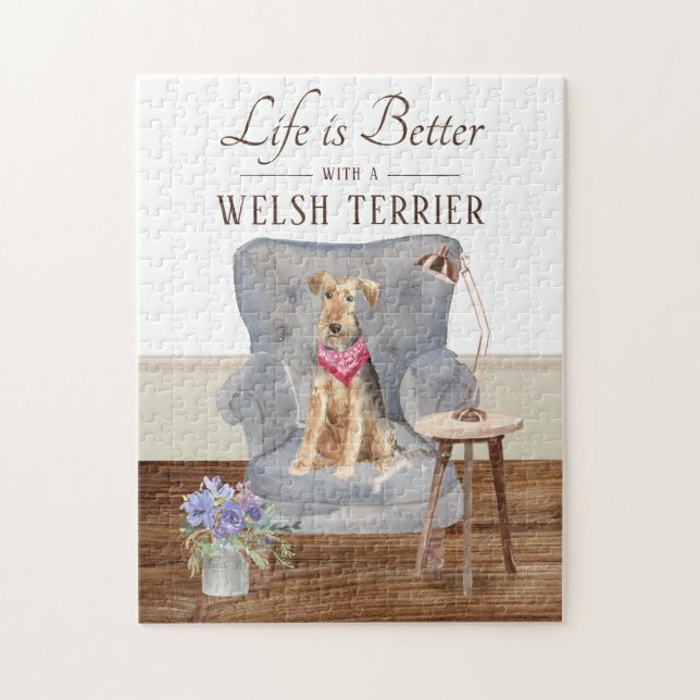 Life Is With A WELSH TERRIER Terrier Jigsaw Puzzle (Vertical)