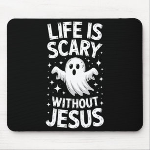 Life Is Y Without Jesus Shirt Christian Halloween Mouse Pad