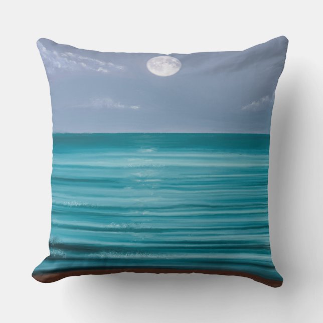 Life isn’t perfect Moon rise over teal sea Cushion (Front)
