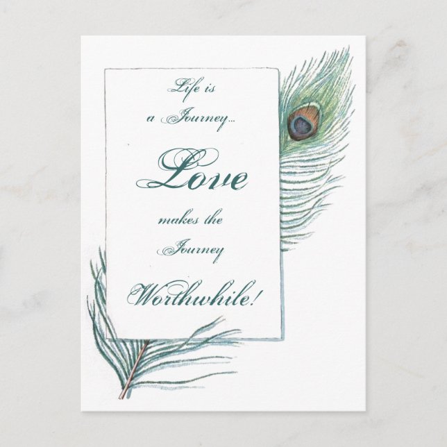Life Journey Love Worthwhile Inspirational Peacock Postcard (Front)