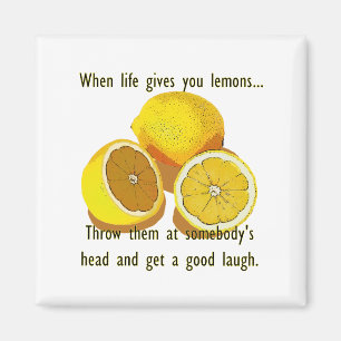 Life Lemons Dark Humor Funny Yellow Fruit Magnet