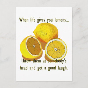 Life Lemons Dark Humour Funny Yellow Fruit Postcard